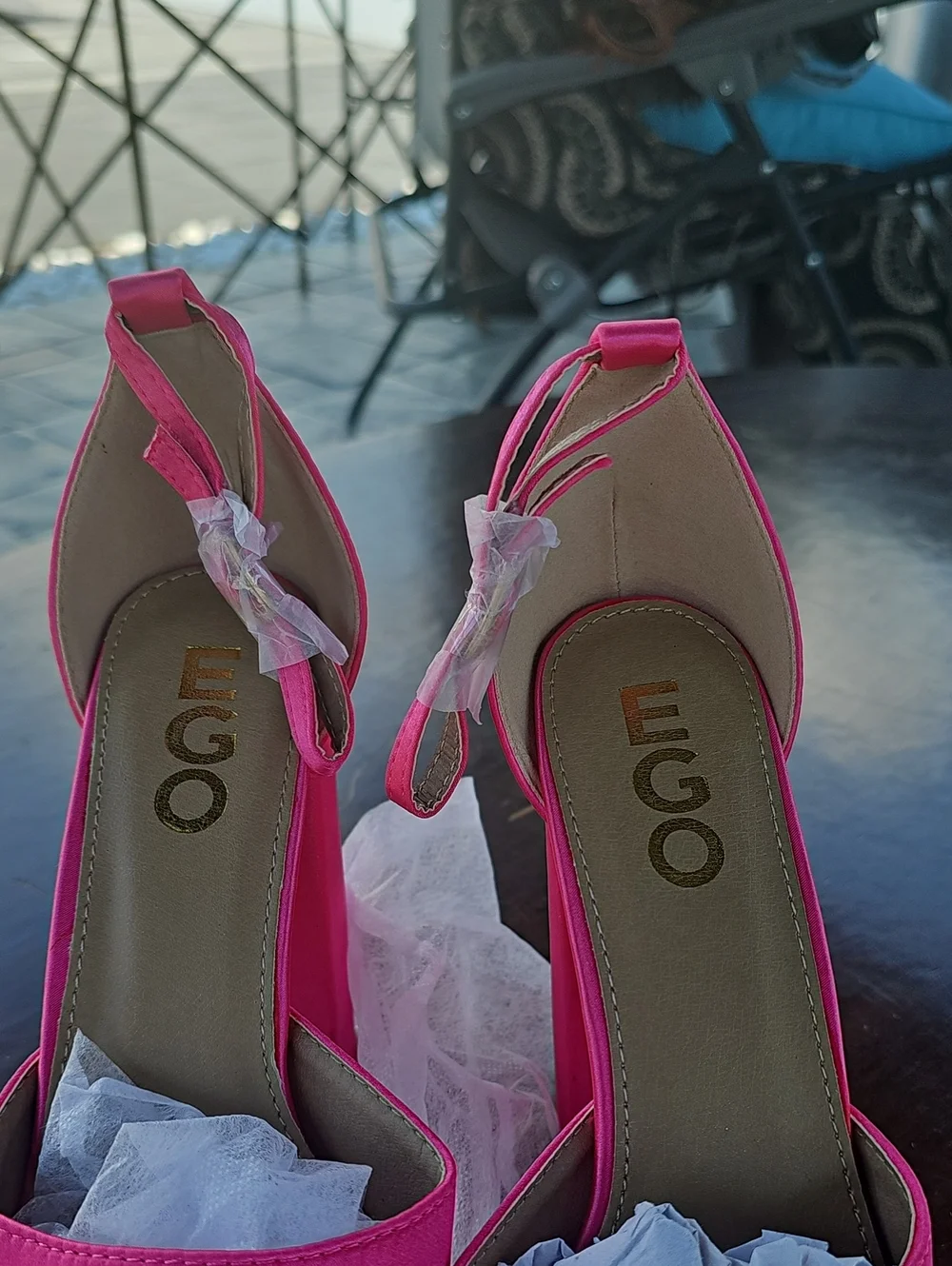 EGO Hot Pink Double  Platform Block Heel Sandals - Womens Sz 7 New